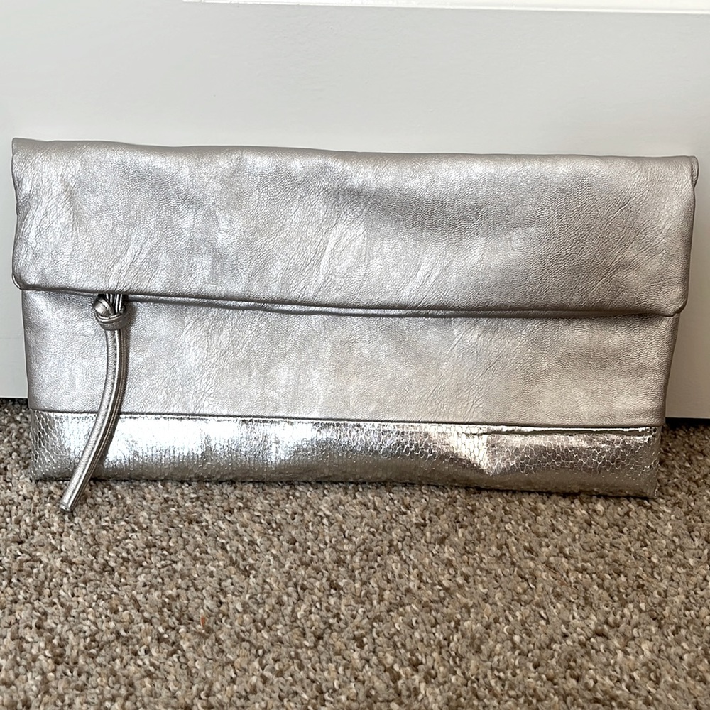 Express Silver Metallic Clutch